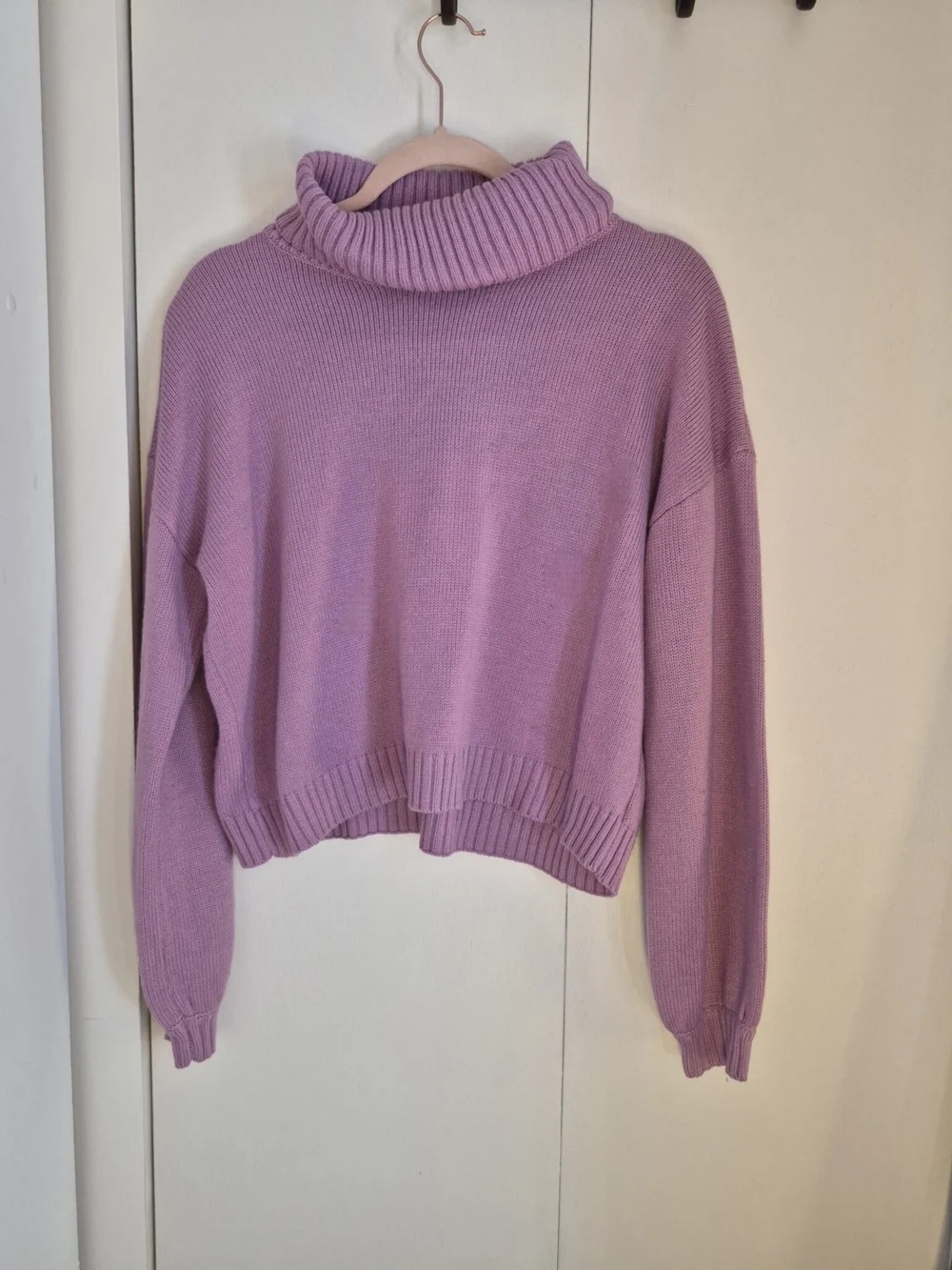 SHEIN Lilac Cropped Turtleneck Sweater
